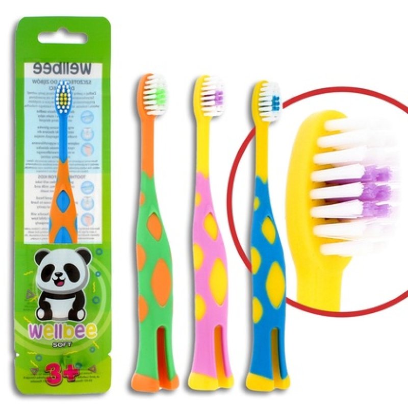 Wellbee Kids Toothbrush 3 Travel Soft Mix Of Colors