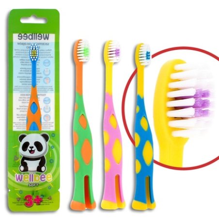 Wellbee Kids Toothbrush 3 Travel Soft Mix Of Colors