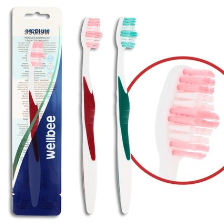 Wellbee Toothbrush For Adults With Medium Hardness Mixed Colors