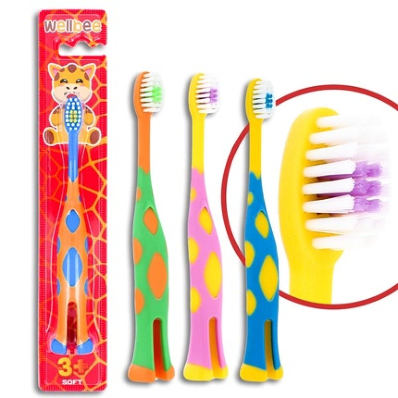 Wellbee Kids Toothbrush 3 Soft Mix Of Colors