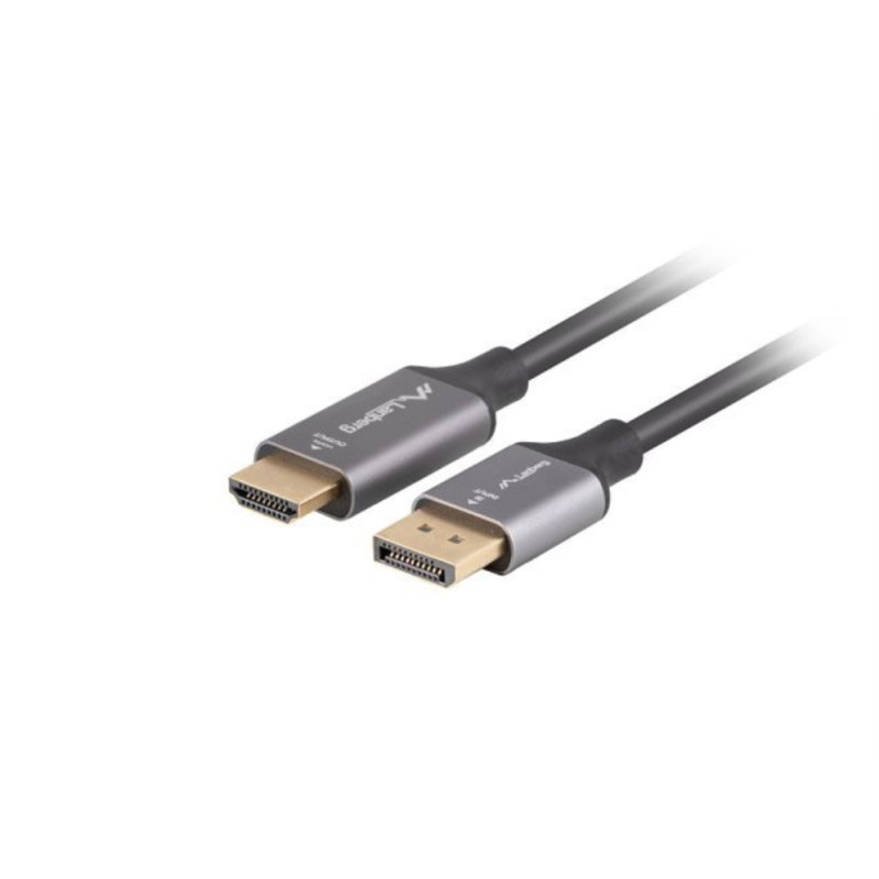 CABLE LANBERG DISPLAYPORT A HDMI 4K MACHO/MACHO 1M NEGRO -PLATA