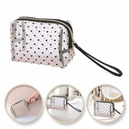 Ecarla Cosmetic Bag Ks126 Transparent Black Hearts