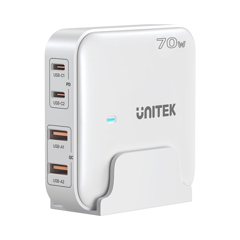 GaN network charger - Unitek P1229AWH01-EU | 100W 2x USB-C 2x USB-A