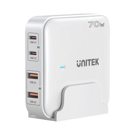 GaN network charger - Unitek P1229AWH01-EU | 100W 2x USB-C 2x USB-A