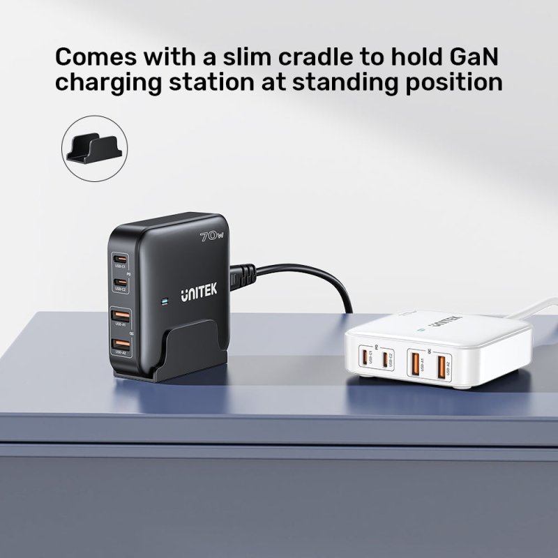 GaN network charger - Unitek P1229AWH01-EU | 100W 2x USB-C 2x USB-A