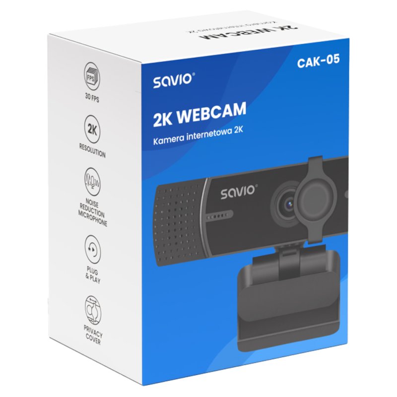 Savio CAK-05 webcam 3,7 MP 2560 x 1440 pixels USB Noir