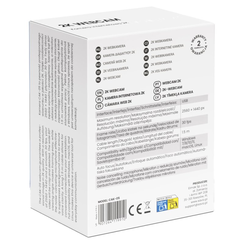 Savio 2K Webcam CAK-05