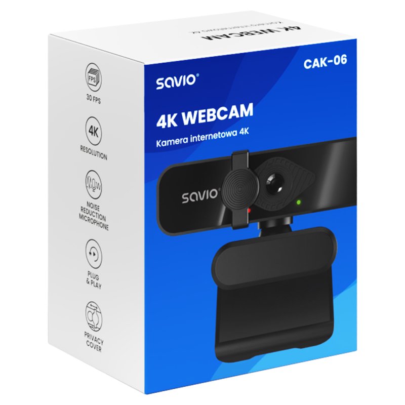 Savio CAK-06 webcam 3840 x 2160 pixels USB Noir