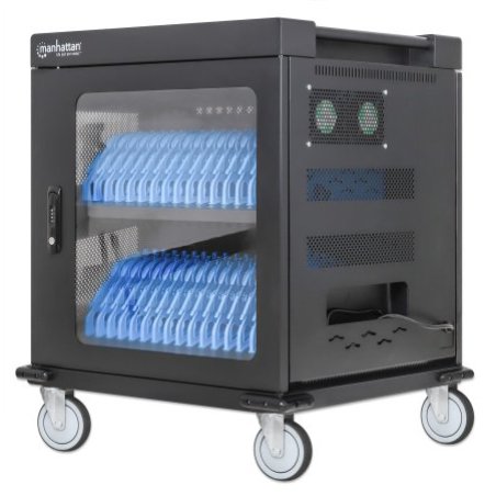 Manhattan Laptop Charging Cart/Trolley via AC Adapter (EU) 32-bay, Install device's AC Adapter (power cables) into