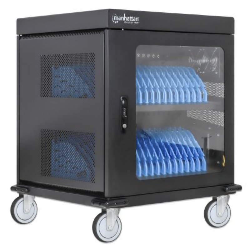 Manhattan Laptop Charging Cart/Trolley via AC Adapter (EU) 32-bay Install device's AC Adapter (power cables) into unit