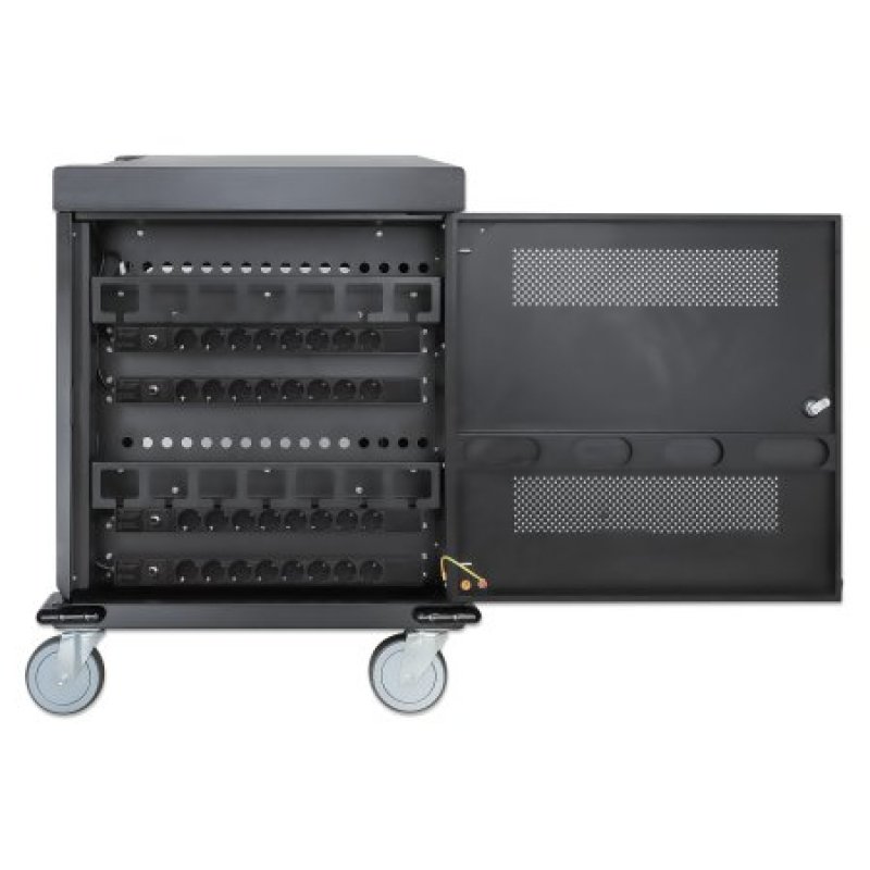 Manhattan Laptop Charging Cart/Trolley via AC Adapter (EU) 32-bay Install device's AC Adapter (power cables) into unit