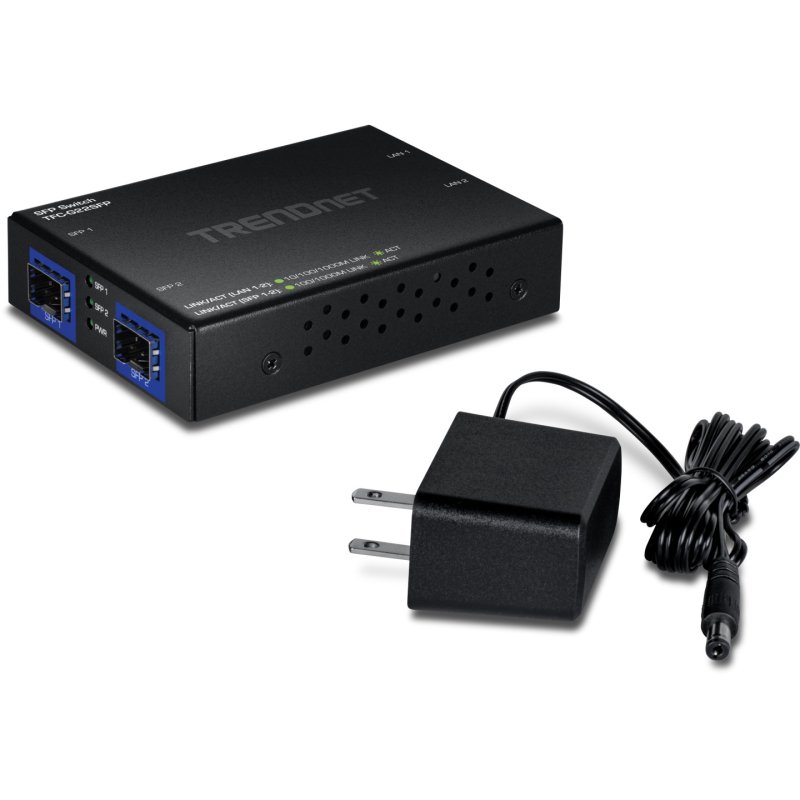 Trendnet TFC-G22SFP commutateur réseau Non-géré Gigabit Ethernet (10/100/1000) Noir