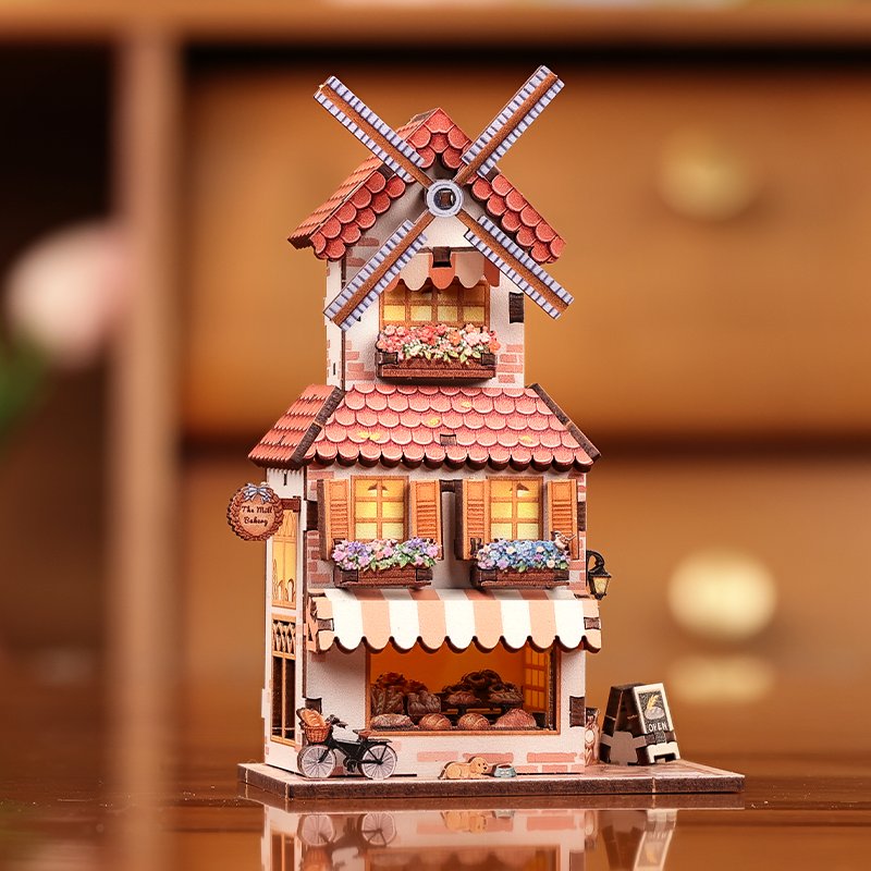 MINI BOOK NOOK KIT - DIY- Moulin Boulangerie - Avec Aimants