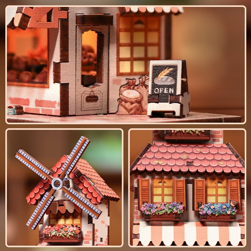 MINI BOOK NOOK KIT - DIY- Moulin Boulangerie - Avec Aimants