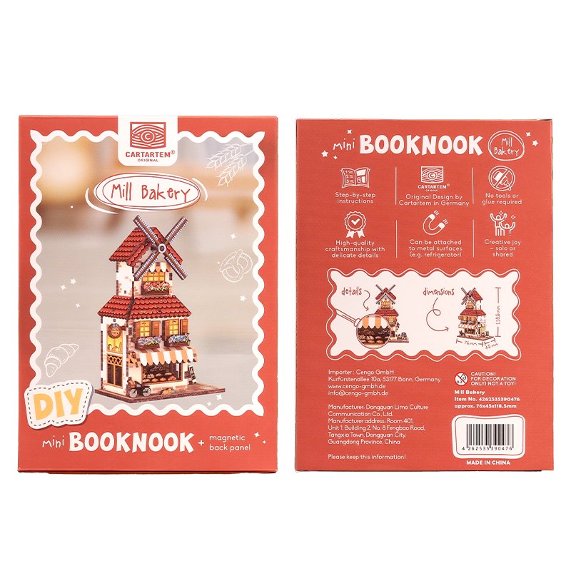 MINI BOOK NOOK KIT - DIY- Moulin Boulangerie - Avec Aimants