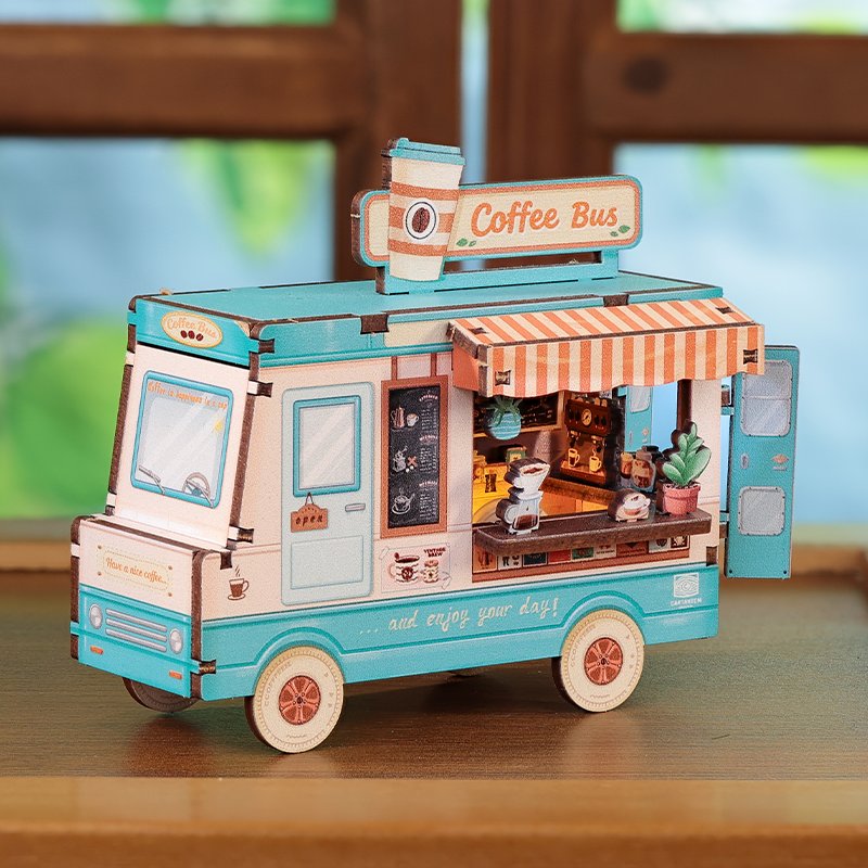 MINI BOOK NOOK KIT - DIY- Café Bus - Avec Aimants