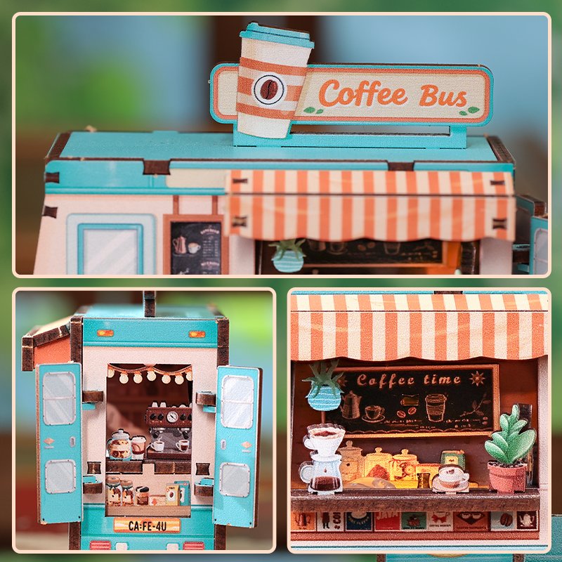 MINI BOOK NOOK KIT - DIY- Café Bus - Avec Aimants