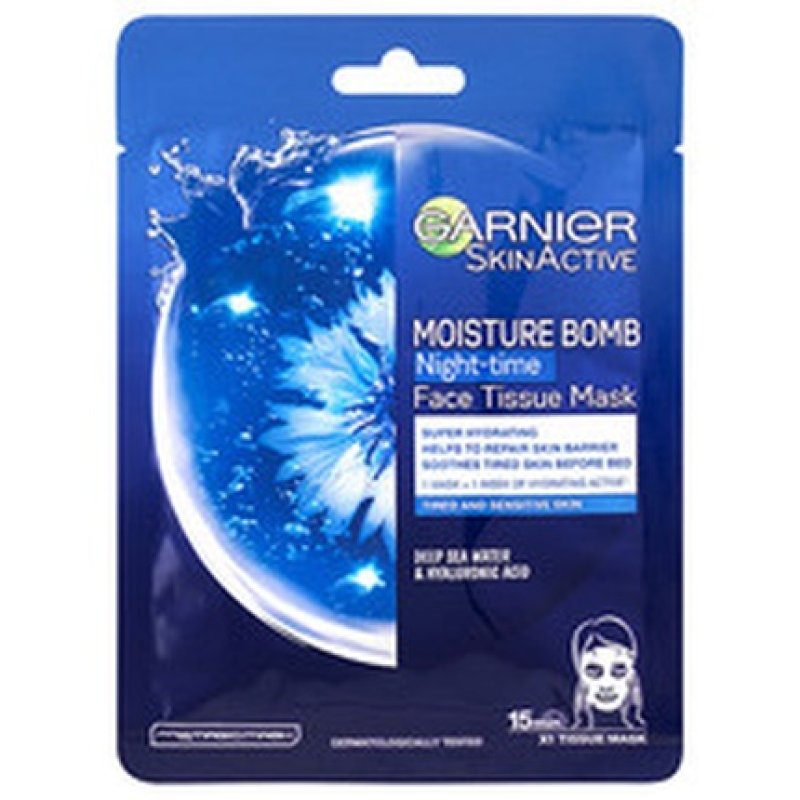 Garnier Moisture Bomb Nighttime Face Tissue Mask Moisturizing Regenerating Night Textile Mask