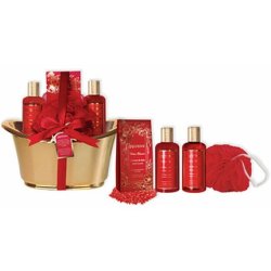 Parisax Gift Set For Bath In Golden Bathtub With Frozen Strawberries & Vanilla