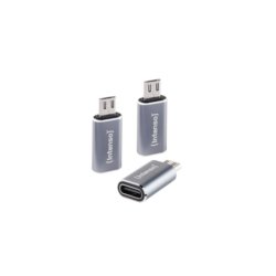 Intenso 3er Pack USB Adapter C480M USB-C Buchse zu microUSB Stecker, Unterstützt USB OTG, 480Mbps Datenübertragung,