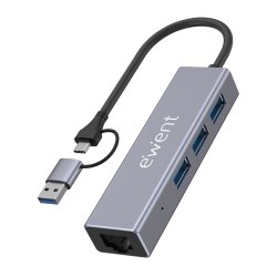 Ewent EW1159 hub & concentrateur USB 3.2 Gen 1 (3.1 Gen 1) Type-A Type-C 5000 Mbit/s Gris