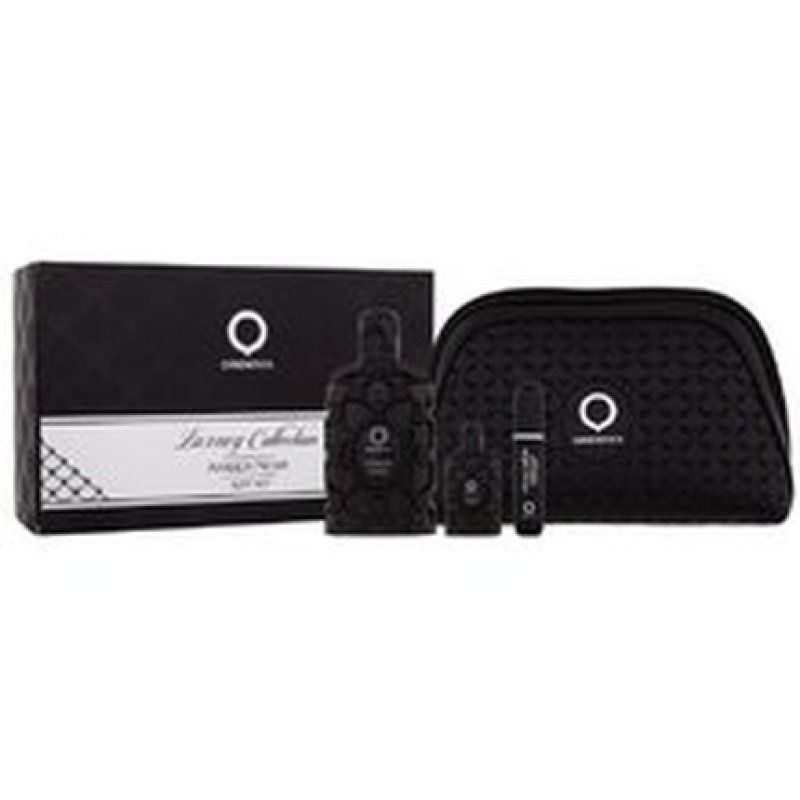 Orientica Luxury Collection Amber Noir Gift Set 80 Ml Eau De Parfum Miniature And 75 Ml Refillable Bottle With Cosmetic