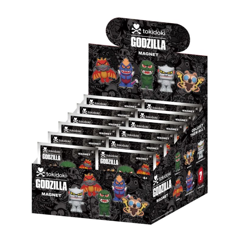 TOKIDOKI X GODZILLA- 1 -3D Foam Magnets in blind bags (Display 12 Pcs)