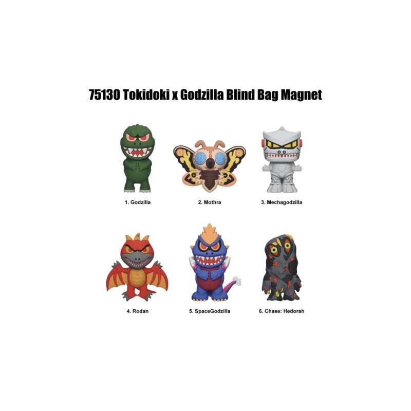 TOKIDOKI X GODZILLA- 1 -3D Foam Magnets in blind bags (Display 12 Pcs)