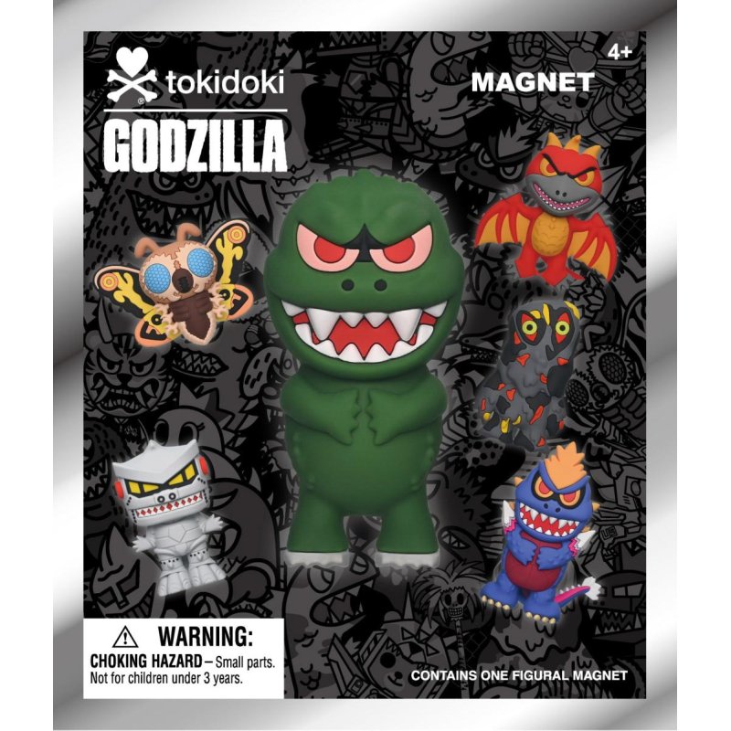 TOKIDOKI X GODZILLA- 1 -3D Foam Magnets in blind bags (Display 12 Pcs)