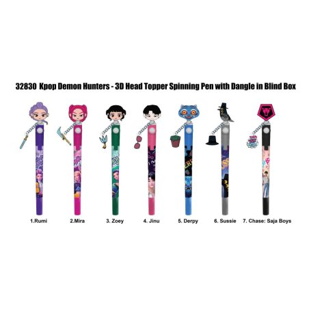 K-POP DEMON HUNTERS - Stylo rotatif 3D Head Topper (Display de 16 pcs)