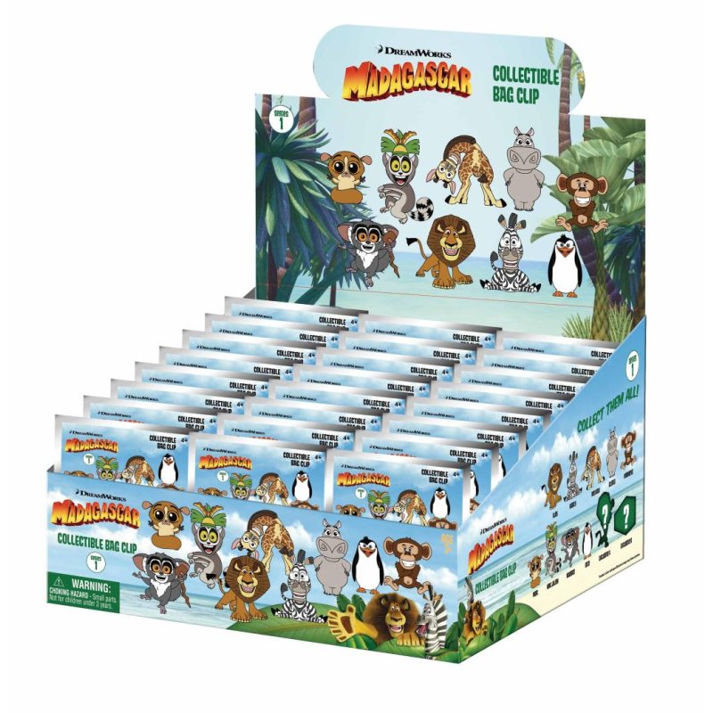 MADAGASCAR - Series 1 - 3D Foam Bag Clip (Display 24 Pcs)