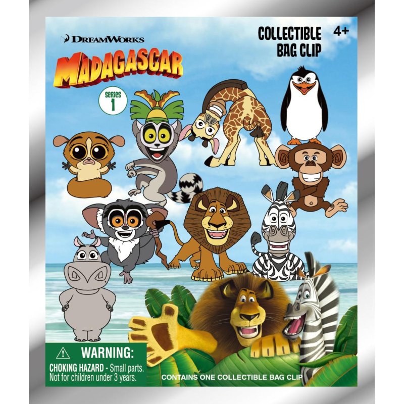 MADAGASCAR - Series 1 - 3D Foam Bag Clip (Display 24 Pcs)
