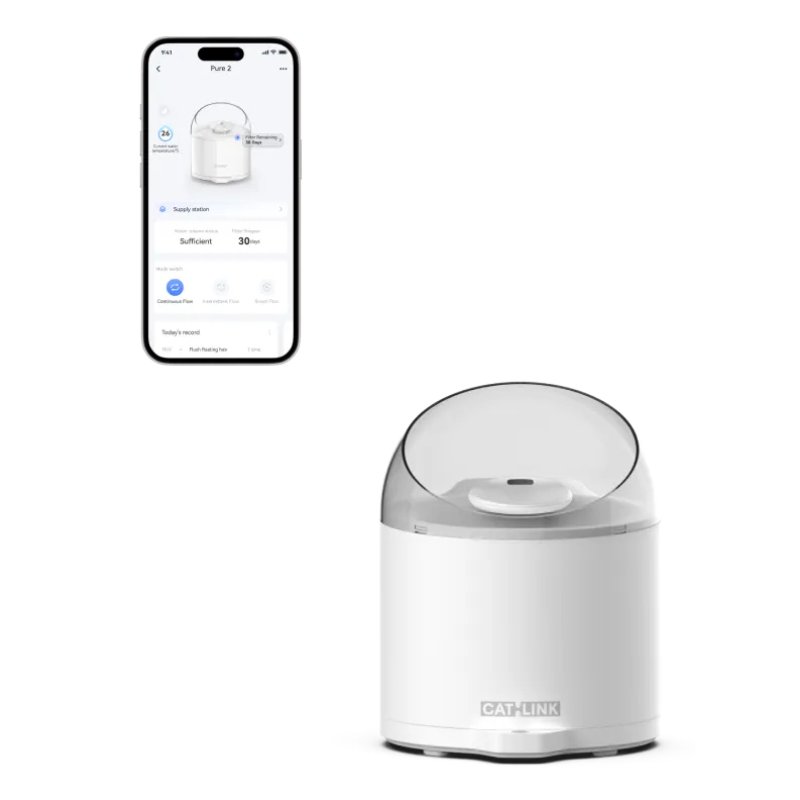 CATLINK PURE 2 dog/cat feeder/waterer Acrylonitrile butadiene styrene (ABS) White Universal Automatic pet waterer