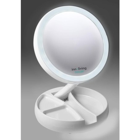 Innoliving Double-Sided Folding Lighted Mirror 5x Magnification Inn805