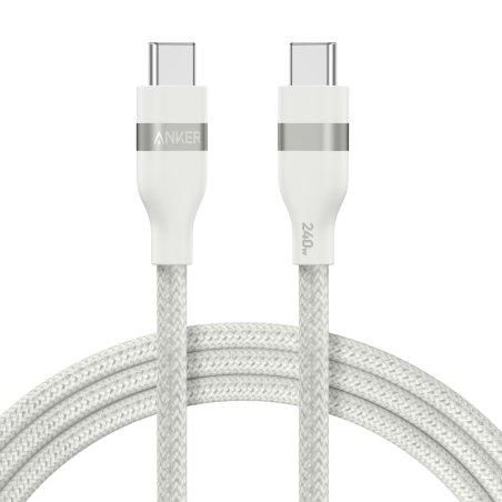 ANKER USB-C auf USB-C Kabel 90cm 240W Upcycled geflochten PCR Soft-touch weich und robust USB-IF zertifiziert weiss