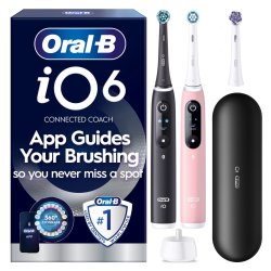 Oral B - iO6 Electric Toothbrush 2-Pack - Black & Pink