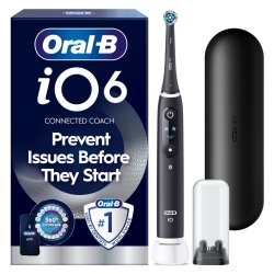 Oral B - iO6 Electric Toothbrush - Black - 2 Brush Heads, Premium Travel Case