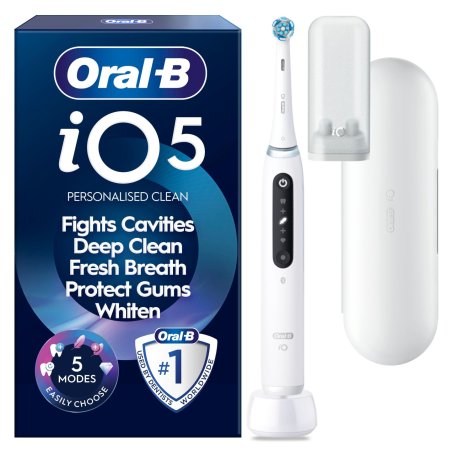 Oral B - iO5 Electric Toothbrush - White - 1 Brush Head, Premium Travel Case