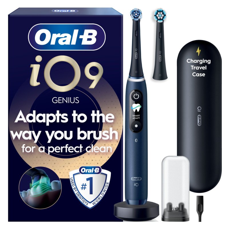 Oral B - iO9 Electric Toothbrush - Sapphire Blue - 2 Brush Head, Charging Travel Case