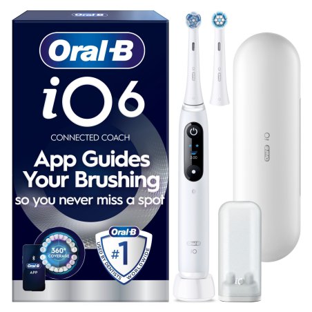 Oral B - iO6 Electric Toothbrush - White - 2 Brush Heads, Premium Travel Case