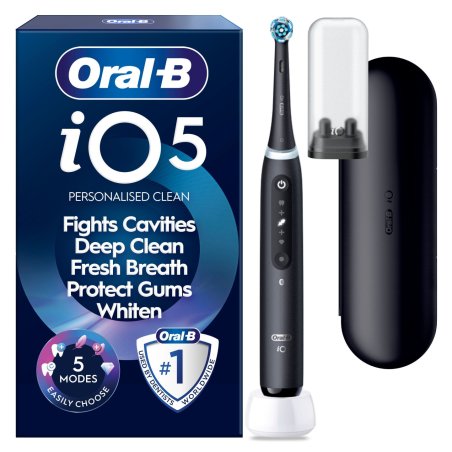 Oral B - iO5 Electric Toothbrush - Black - 1 Brush Head, Premium Travel Case