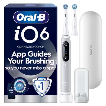 Oral B - iO6 Electric Toothbrush - Grey - 2 Brush Heads, Premium Travel Case