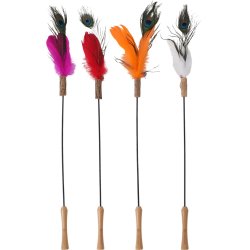 Flamingo - Cat toy fishing rod with feathers and Matatabi - assorted colours