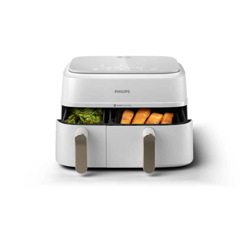Philips 3000 series NA353/10 fryer Double 9 L Stand-alone 2750 W Hot air fryer Silver White