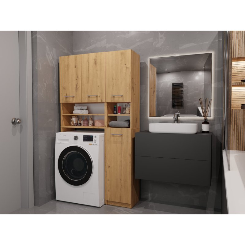 Topeshop ZESTAW MARPOL ART armoire de rangement de salle de bain Chêne