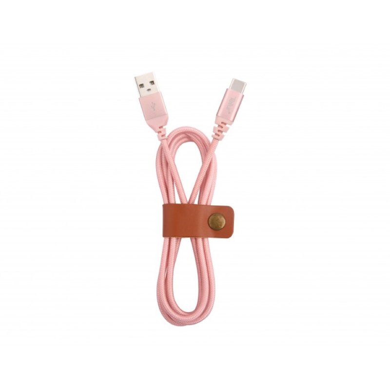Tellur Data cable, USB to Type-C, made with Kevlar, 3A, 1m rose gold