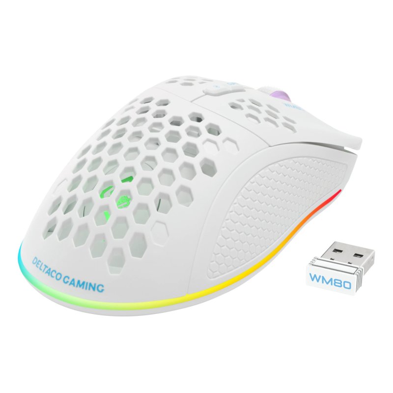 Deltaco Gaming GAM-120-W souris Droitier RF Wireless Bluetooth USB Type-A Optique 4800 DPI