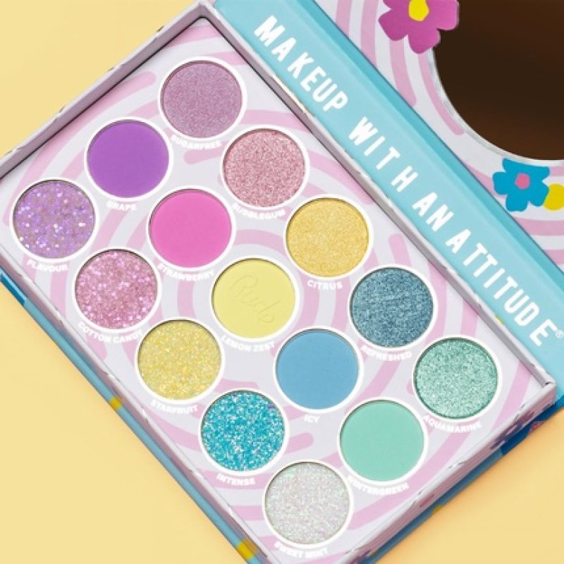 Rude Cosmetics Mixed Fruit Palette 15 Shades Matte Shimmer Glitter Finishes