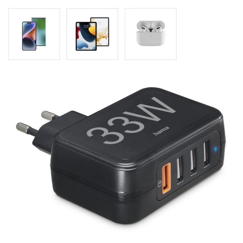 Hama 00201629 mobile device charger Mobile phone, Power bank, Smartphone, Tablet Black AC Fast charging Indoor