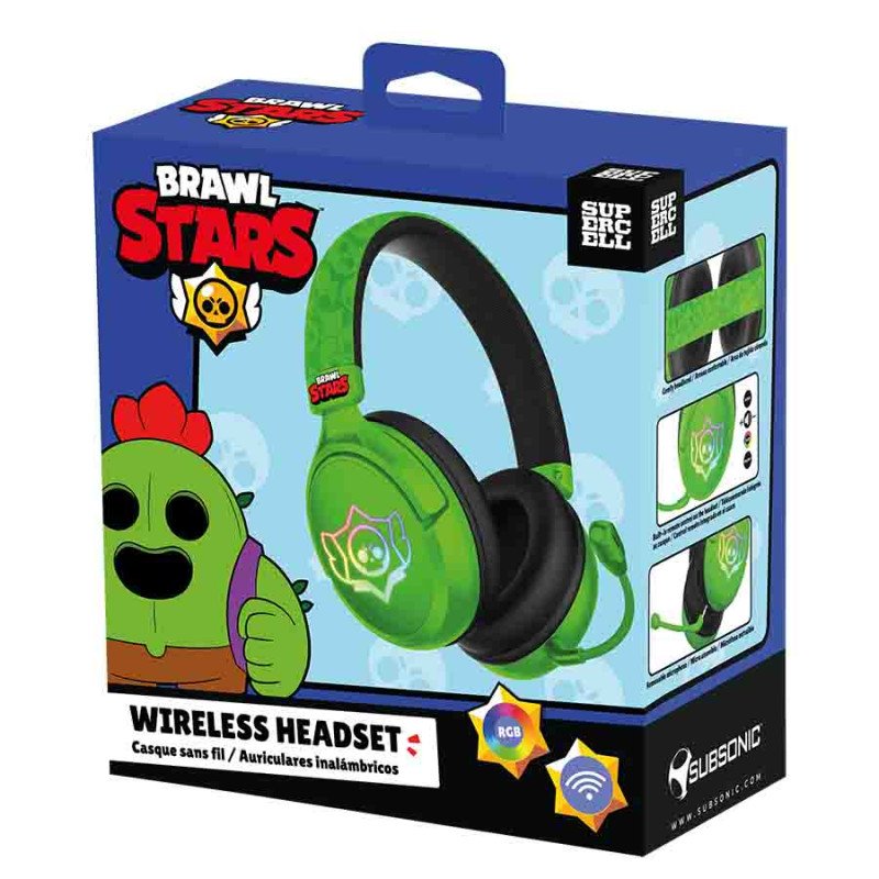 Subsonic Wireless Headset Skull Green All Platforms Led 7.1 /Multi